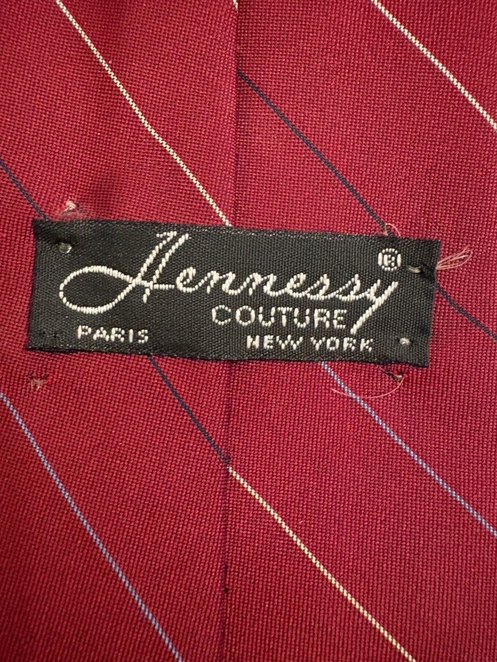 Vintage Hennessy Couture Burgundy Pinstripe Tie 3” Wide